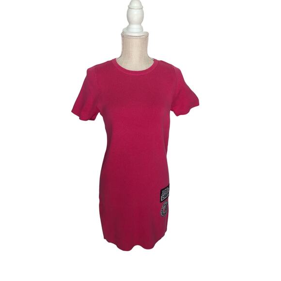 Uniq Barbie Pink Short Sleeve Crew Mini Sweater Dress - S/M - Picture 1 of 5